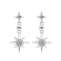 Simply Silver Sterling Silver 925 With Cubic Zirconia Starburst Drop Earrings