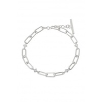 Simply Silver Sterling Silver 925 with Cubic Zirconia Station T Bar Bracelet