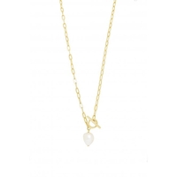 Simply Silver Sterling Silver Baroque Pearl Chain T-Bar Necklace
