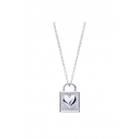 Simply Silver Sterling Silver Diamond Cut Heart Padlock Necklace