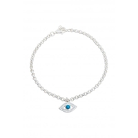 Simply Silver Sterling Silver Evil Eye Charm Bracelet