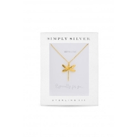 Simply Silver Sterling Silver Gold Dragonfly Necklace - Gift Boxed