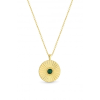 Simply Silver Sterling Silver Gold Malachite Pendant