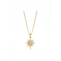 Simply Silver Sterling Silver Gold Opal Starburst Necklace