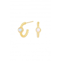 Simply Silver Sterling Silver Gold Opal Twist Hoop Earrings