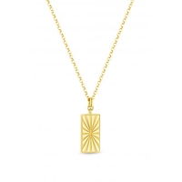 Simply Silver Sterling Silver Gold With Cubic Zirconia Rectangle Mystic Pendant
