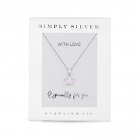 Simply Silver Sterling Silver Opal Star Necklace - Gift Boxed