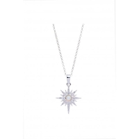 Simply Silver Sterling Silver Opal Starburst Necklace