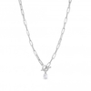 Simply Silver Sterling Silver Oval Cubic Zirconia T-Bar Necklace
