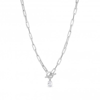 Simply Silver Sterling Silver Oval Cubic Zirconia T-Bar Necklace