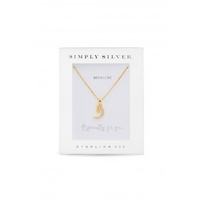 Simply Silver Sterling Silver With Cubic Zirconia Crescent Necklace - Gift Boxed