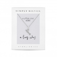 Simply Silver Sterling Silver With Cubic Zirconia Love Necklace - Gift Boxed