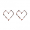 Simply Silver Sterling Silver with Cubic Zirconia Rose Gold Open Heart Stud Earrings