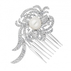 Statement pearl and crystal swirl mini silver hair comb