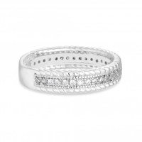 Sterling Silver 925 Cubic Zirconia Mini Triple Row Ring