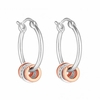 Sterling Silver 925 Two Tone Cubic Zirconia Charmed Hoop