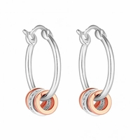 Sterling Silver 925 Two Tone Cubic Zirconia Charmed Hoop