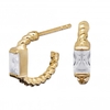 Sterling Silver 925 12Ct Gold Cubic Zirconia Baguette Twist Hoop Earrings