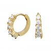 Sterling Silver 925 12Ct Gold Cubic Zirconia Huggie Hoop Earrings