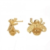 Sterling Silver 925 12Ct Yellow Gold Plated Polished Bee Stud Earring