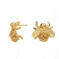 Sterling Silver 925 12Ct Yellow Gold Plated Polished Bee Stud Earring
