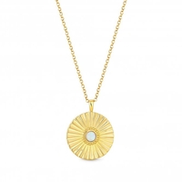 Sterling Silver 925 14ct Gold With Opal Pendant Necklace