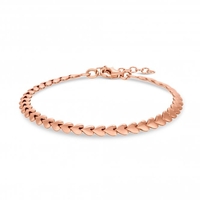 Sterling Silver 925 14Ct Rose Gold Heart Row Bracelet