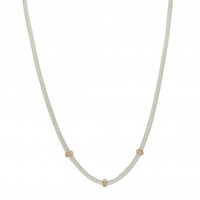 Sterling Silver 925 2-Tone Cubic Zirconia Mesh Gold Station Allway Necklace