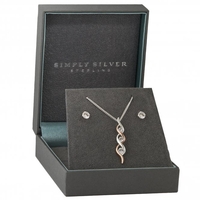 Sterling Silver 925 2-Tone Cubic Zirconia Wrap Set - Gift Boxed