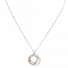 Sterling Silver 925 2-Tone Triple Open Cubic Zirconia Pendant Necklace