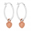 Sterling Silver 925 20mm Two Tone Heart Charm Hoop Earring