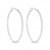 Sterling Silver 925 45mm Beaded Large Hoop Earring