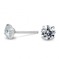 Sterling Silver 925 5mm Round Cubic Zirconia Stud Earring