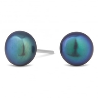 Sterling Silver 925 8mm Iridescent Freshwater Pearl Stud Earring