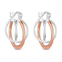 Sterling Silver 925 And 14ct Rose Gold Plated Sterling Silver 925 Orbit Hoop Earring