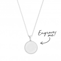 Sterling Silver 925 Beaded Edge Personalised Disc Pendant