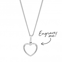 Sterling Silver 925 Beaded Edge Personalised Heart Pendant