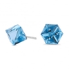 Sterling Silver 925 Blue Cube Stud Earring Embellished With Swarovski Crystals