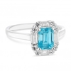 Sterling Silver 925 Blue Cubic Zirconia Halo Sized Ring