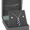 Sterling Silver 925 Blue Cubic Zirconia Stick Set - Gift Boxed