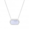 Sterling Silver 925 Blue Lace Agate Semi Precious Necklace