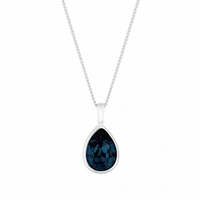 Sterling Silver 925 Blue Pear Necklace Made With Swarovksi Crystals