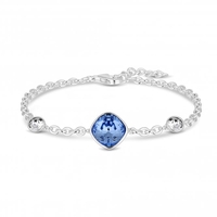 Sterling Silver 925 Blue Square Bracelet Made With Swarovksi Crystals