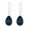 Sterling Silver 925 Blue Swarovski Crystal Pear Drop Earrings