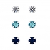 Sterling Silver 925 Blue Tonal Stud Earrings - Pack Of 3