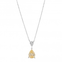 Sterling Silver 925 Canary Yellow Double Pear Cut Necklace