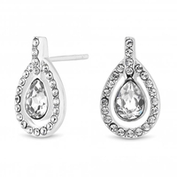 Sterling Silver 925 Clear Halo Stud Earring Embellished With Swarovski Crystals