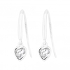 Sterling Silver 925 Clear Heart Drop Earring Embellished With Swarovski Crystals