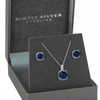 Sterling Silver 925 Cubic Zirconia Blue Square Halo Matching Set