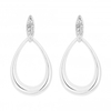 Sterling Silver 925 Cubic Zirconia Pave Top Oval Open Drop Earring